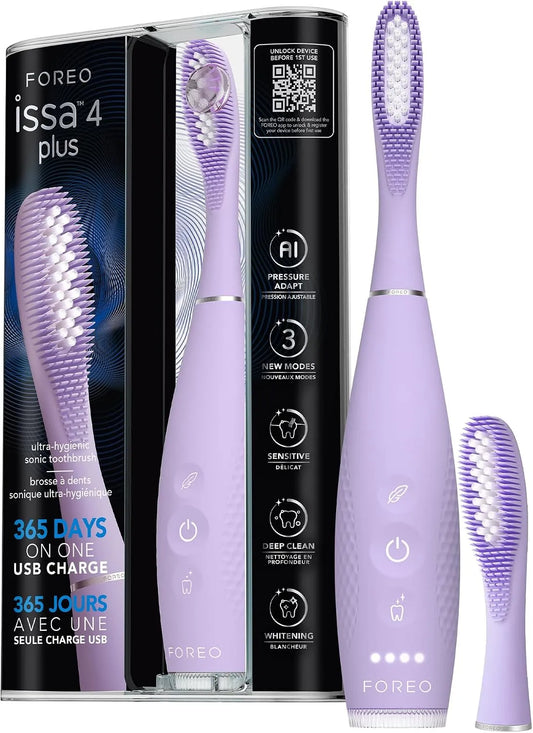 ISSA 4 Spazzolino Sonico Con Regolazione Pressione AI, 4 Plus, FOREO Plus