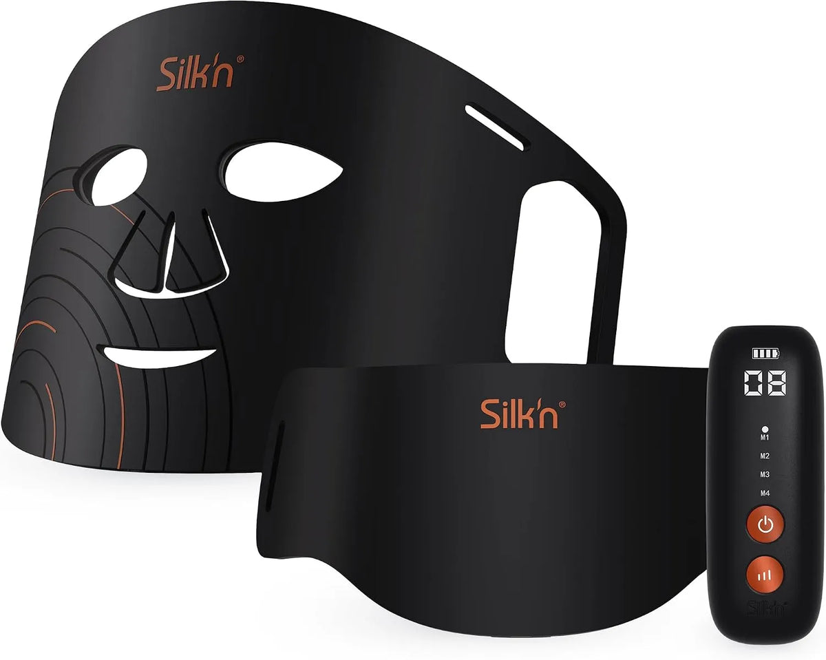 Silk'n Set Maschera LED per viso e collo, Maschera di bellezza dotato di fototerapia per viso e collo, Maschera LED Dual, Cura della pelle