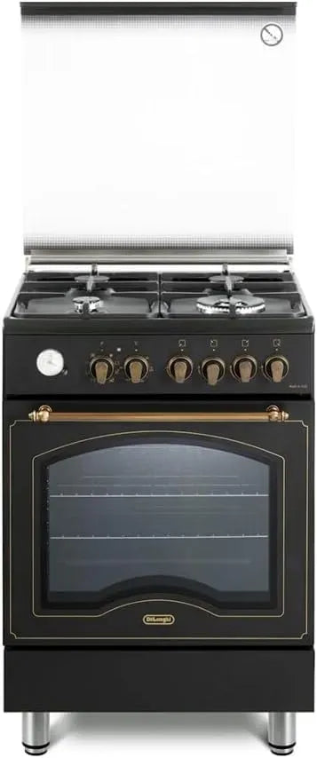 De'Longhi PEMA 664 Forno elettrico, 60 Cm, classe energetica E, ghisa, nero, 1 Doppia Corona, CLSG Cucina A Gas, Easysteam, Griglie In Ghisa