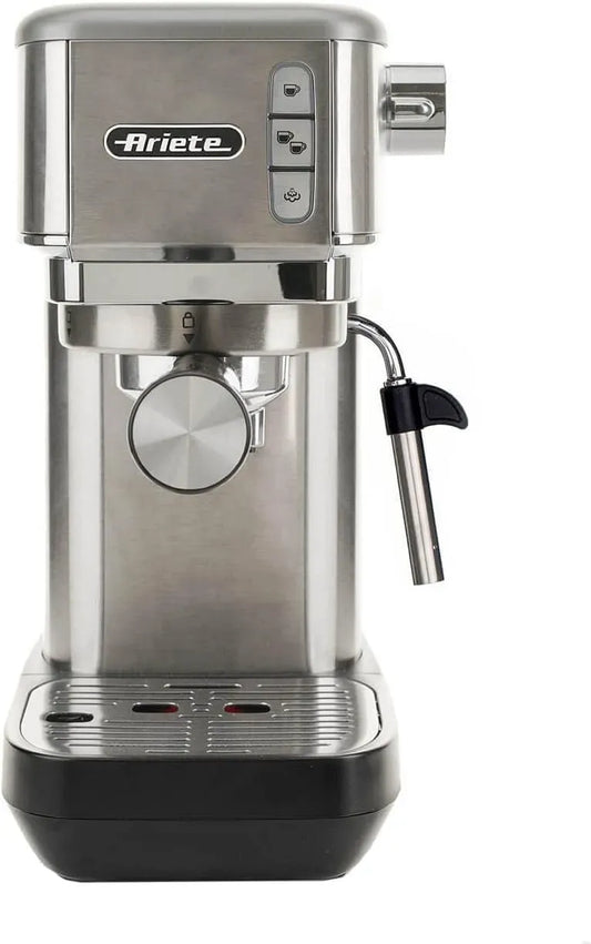 Macchina da caffè, 1,1 L, 1300 W, argento, 15 bar di pressione, compatibile con caffè in polvere e cialde ESE, Dispositivo Cappuccino