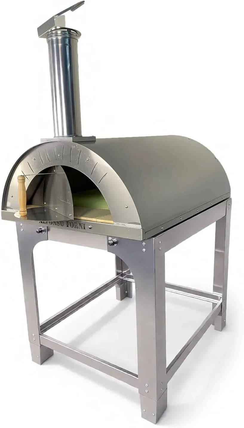 Forno elettrico per pizza, esterno, acciaio inox, Alfonso 6 Pizze Full Optional inox con carrello