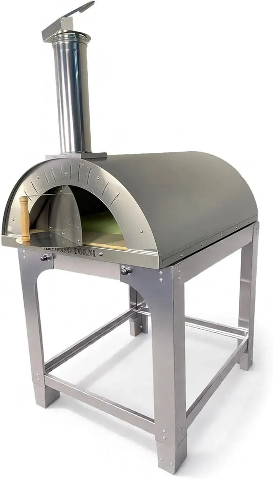 Forno elettrico per pizza, esterno, acciaio inox, Alfonso 6 Pizze Full Optional inox con carrello