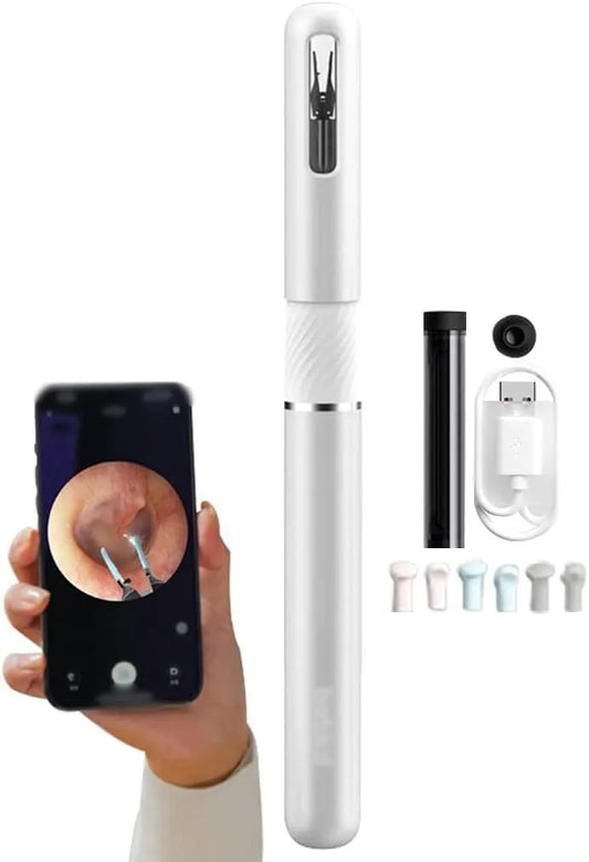 White color, Detergente Per Le Orecchie Con Nano Endoscopio, Telecamera Auricolare Con 6 Auricolari In Silicone, Otoscopio Wireless Pinzette