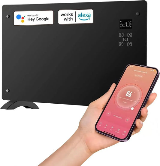 Google 47x77x23cm, Wintem Termoconvettore Elettrico con App e Comandi Vocali Compatibile con Assistant e Alexa, Potenza 1500W, 3 Modalità di