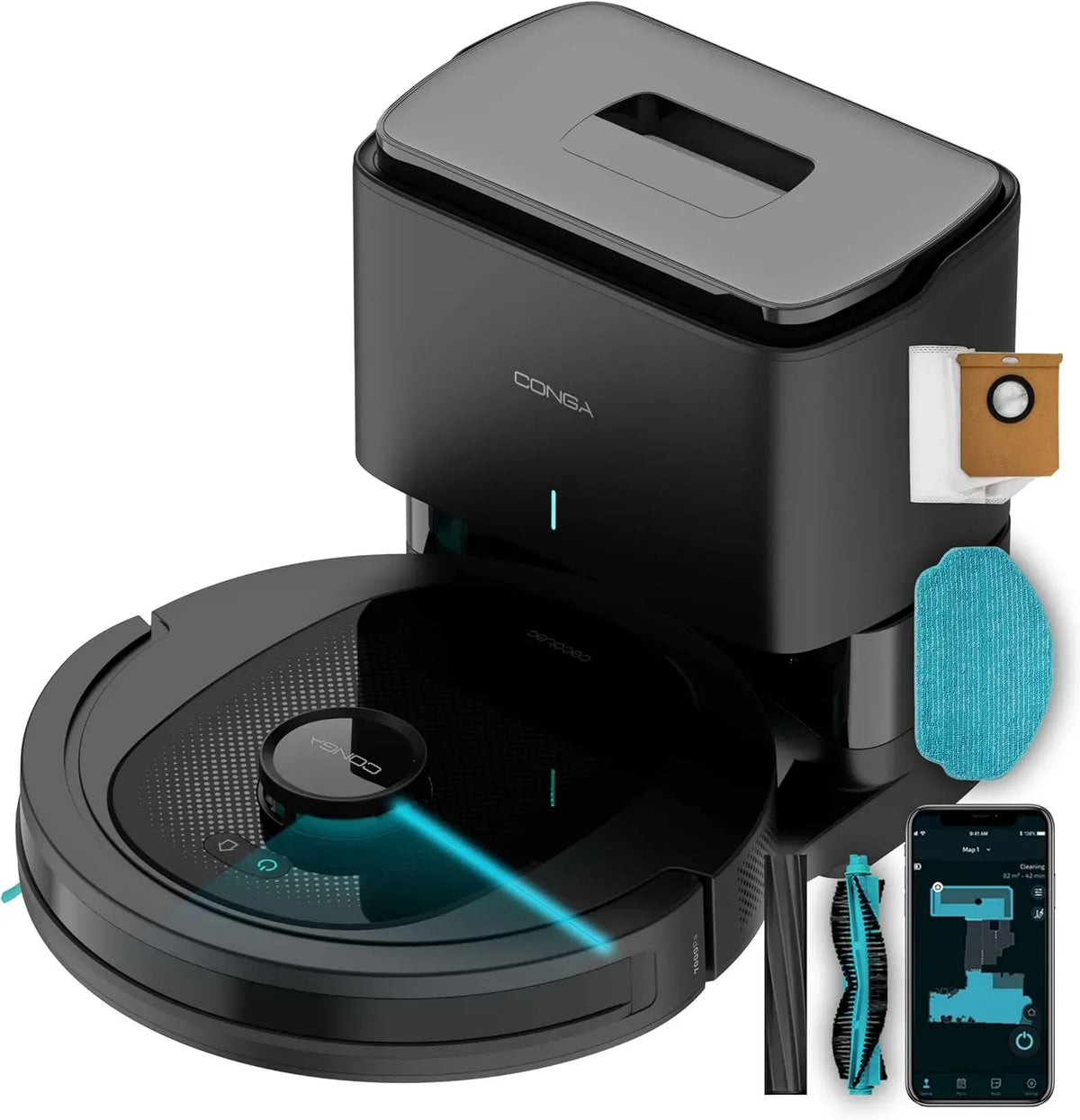 Cecotec Robot aspirapolvere, 2,5 L, app, Fino a 170 min Autonomia, 7000 Pa, Base Autopulizia 2,5 L, Controllo APP