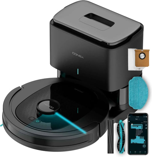 Cecotec Robot aspirapolvere, 2,5 L, app, Fino a 170 min Autonomia, 7000 Pa, Base Autopulizia 2,5 L, Controllo APP