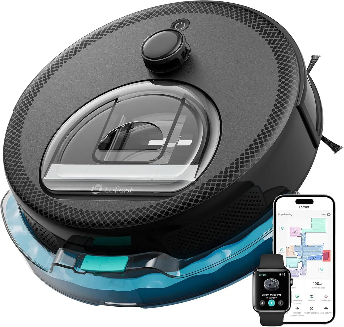 Lefant M330 Robot aspirapolvere, Wi-Fi, Ideale per Peli di Animali e Tappeti, WiFi Alexa App, Rilevamento Tappeti, 5000Pa, Evitamento Ostacoli PSD