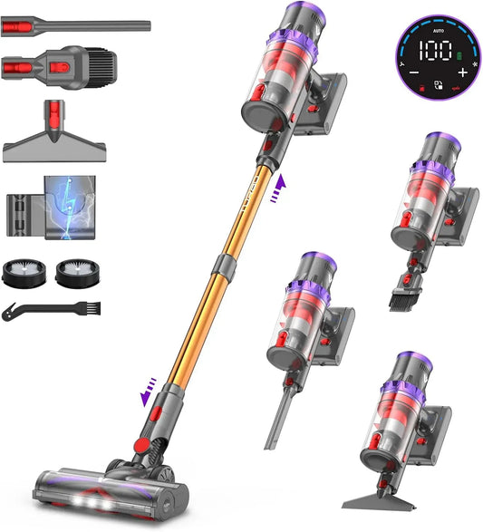 Aspirapolvere SU7 580W/55000Pa/75Min, 580 W, aspiratore elettrico domestico, coovy SU7 Aspirapolvere senza Fili 580W/55000Pa/75Min Scopa Elettrica