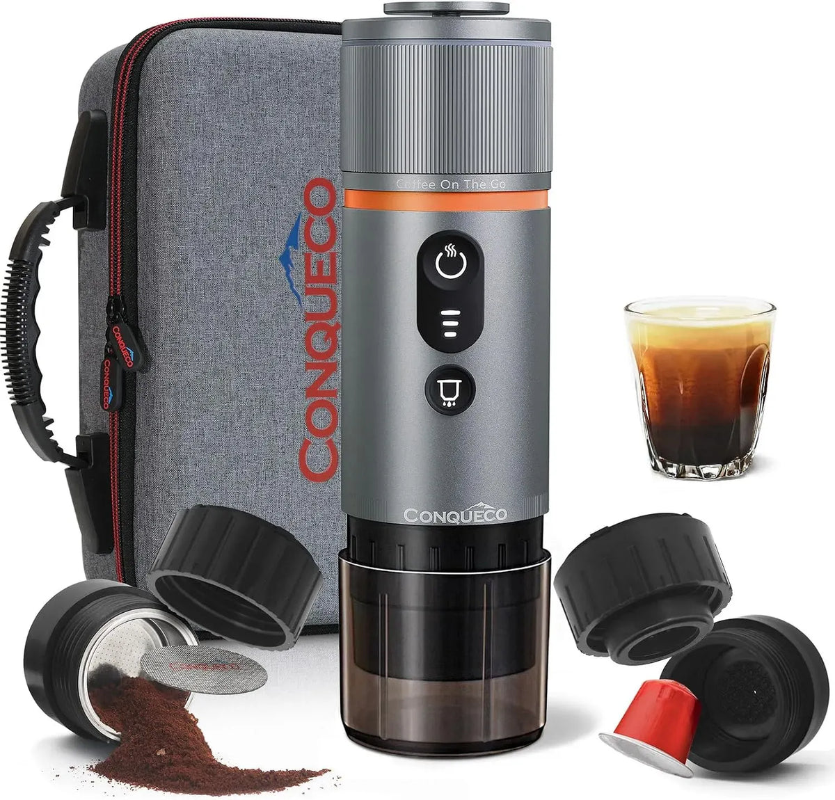 Macchina da caffè, 12 V, CONQUECO, portatile, Caffettiera portatile con capsula per espresso