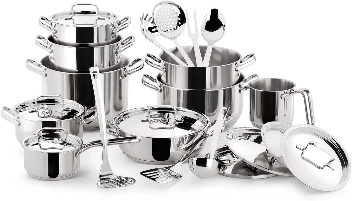 Forno elettrico, acciaio inox, 24 Pezzi, 7 Utensili Cucina, 3 Pentole, 8 Coperchi, 5 Casseruole