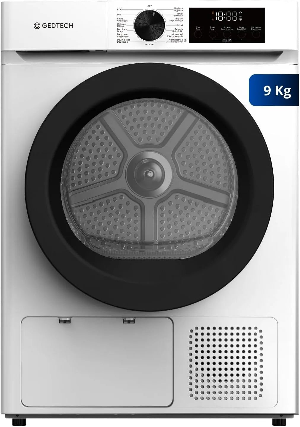 Asciugatrice, 60 cm, 16 programmi, 9 kg, GEDTECH SL9HPE
