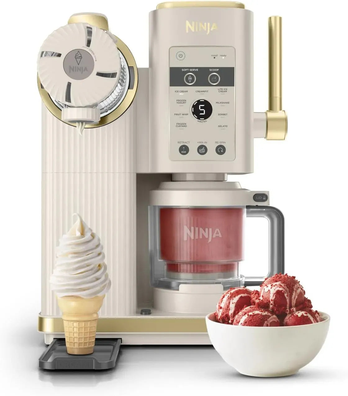Ninja Oro Chiaro, CREAMi Scoop & Swirl, Gelatiera con 13 Programmi