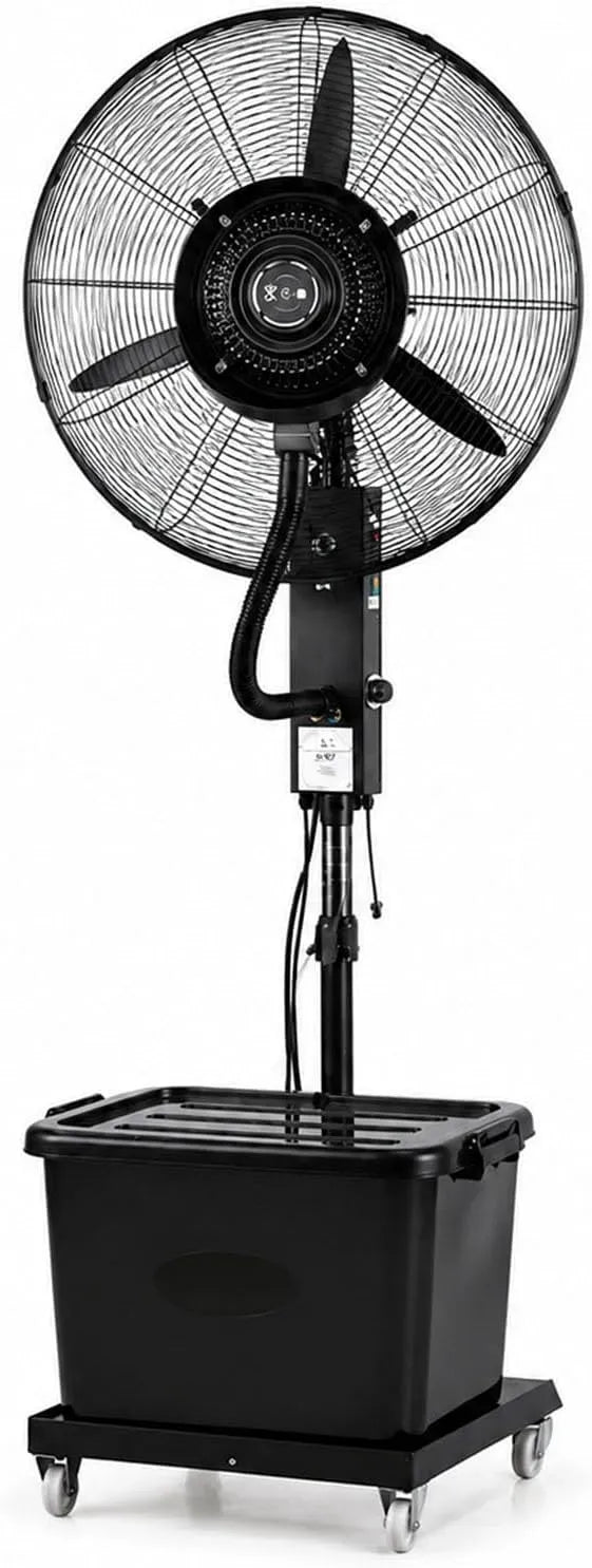 Ventilatore, 42 L, portatile, ruote di trasporto, industriale, ampio serbatoio, Umidificatore Evaporativo Portatile su Ruote per Esterni