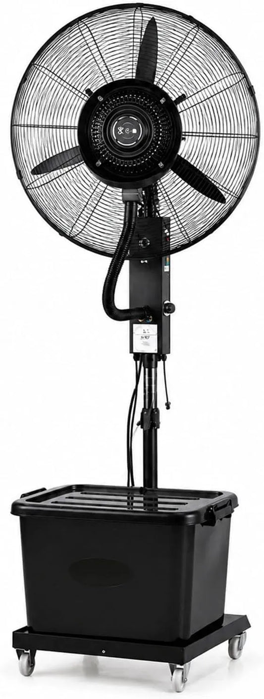 Ventilatore, 42 L, portatile, ruote di trasporto, industriale, ampio serbatoio, Umidificatore Evaporativo Portatile su Ruote per Esterni
