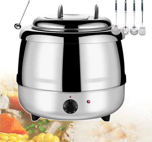bancarelle di Cibo, Mense, Scalda-zuppe Commerciale da 400 W con Regolazione multilivello, scalda-Cibo Elettrico da Buffet da 13 Litri per Bar, con 1