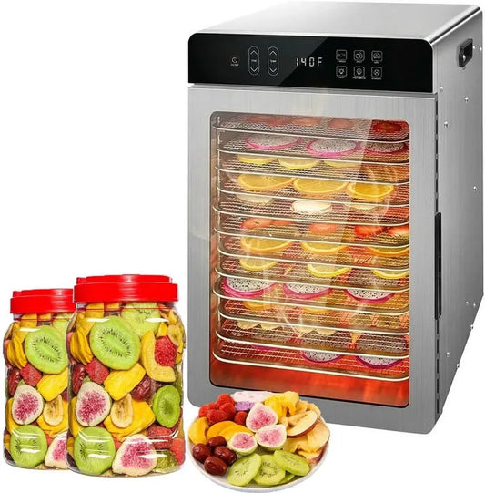 Asciugatrice, 800 W, 4 programmi, timer, 2 zone di temperatura, acciaio inox, 12 vassoi in acciaio inox, 9ft² Spazio asciutto