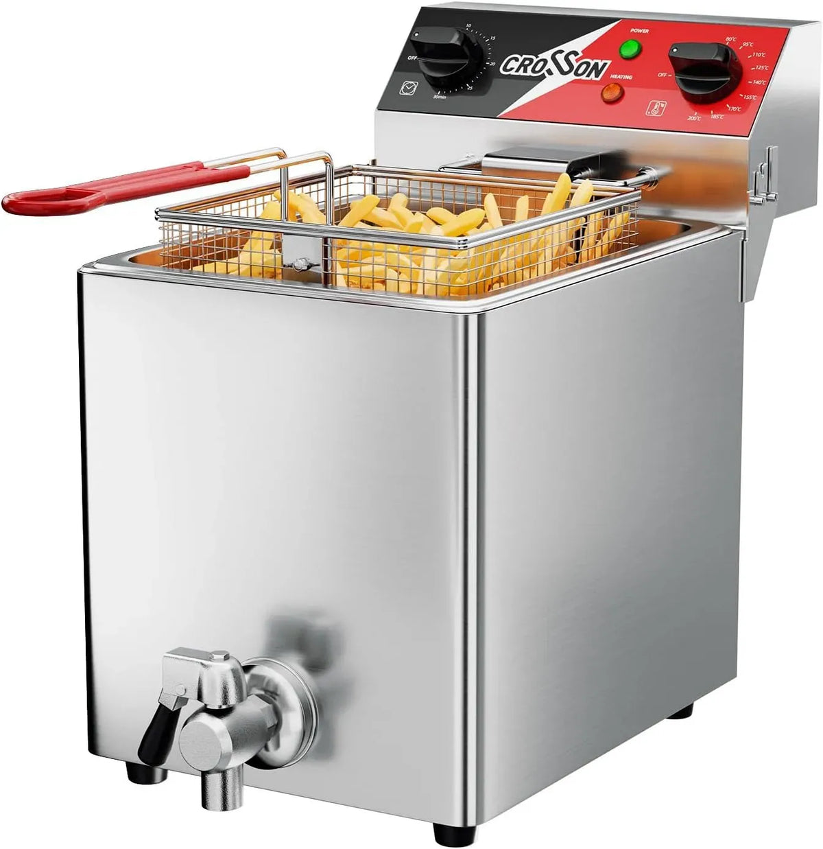 Rubinetto da cucina, 8 L, 3250 W, 80 a 200 °C, CROSSON, professionale, ristoranti, 2 zone di temperatura, acciaio inox