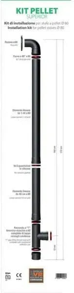 Kit tubi per stufa a pellet verniciato nero opaco kit fumestiria ad alto spessore