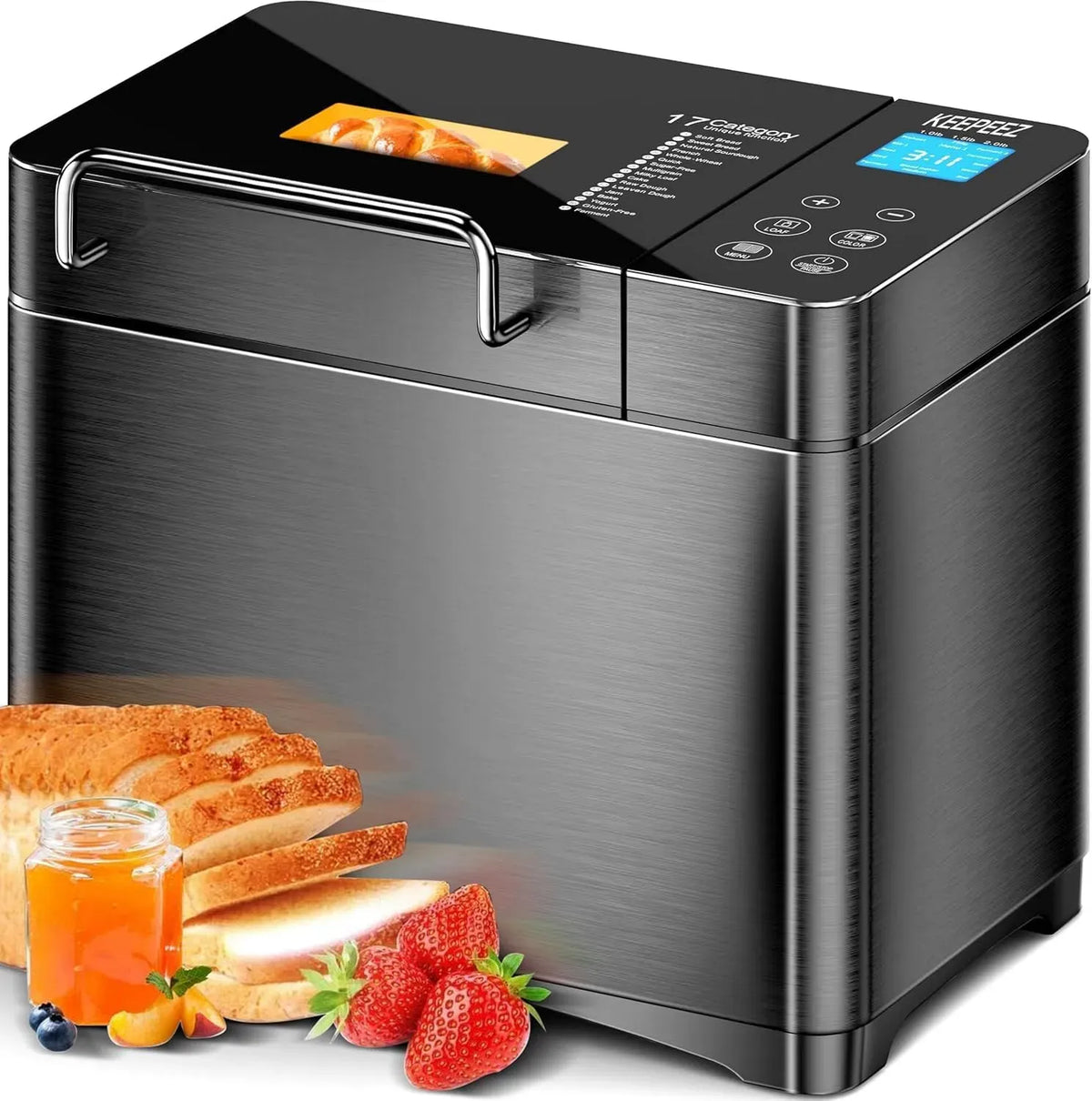 Macchina per il pane, 710 W, panificatrice, Pro, touch, acciaio inox, padella in ceramica sana, pannello touch in vetro temperato