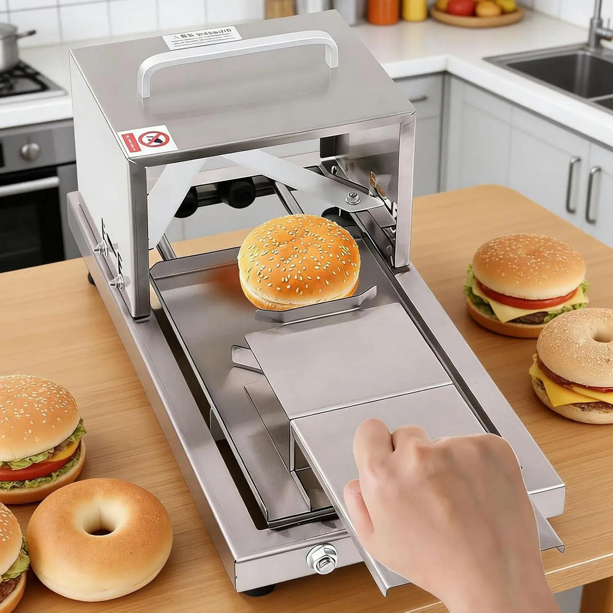 Affettatrice, affettatrice per alimenti, 3.2 cm, professionale, acciaio inox, per Pane E Bagel Professionale