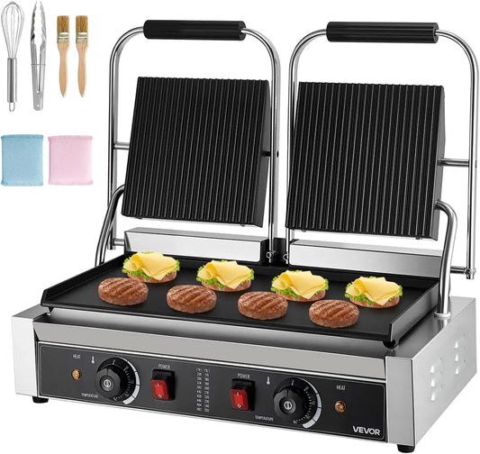 VEVOR Tostapane, 48 x 23 cm, 3600 W, 2 zone di temperatura, acciaio inox