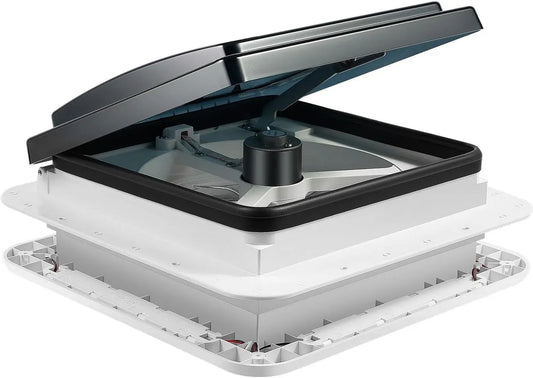 Ventilatore, 36 x 35,5 x 15 cm, 12 V, 4 LED e griglia anti-insetti