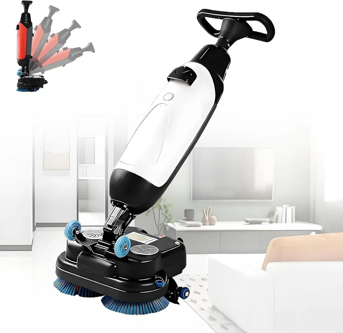 Lucidatrice, lavapavimenti elettrico, lucidatrice elettrica, 4 L, 6 L, ampio serbatoio, professionale, bianco, per Pavimenti con Uomo a Terra