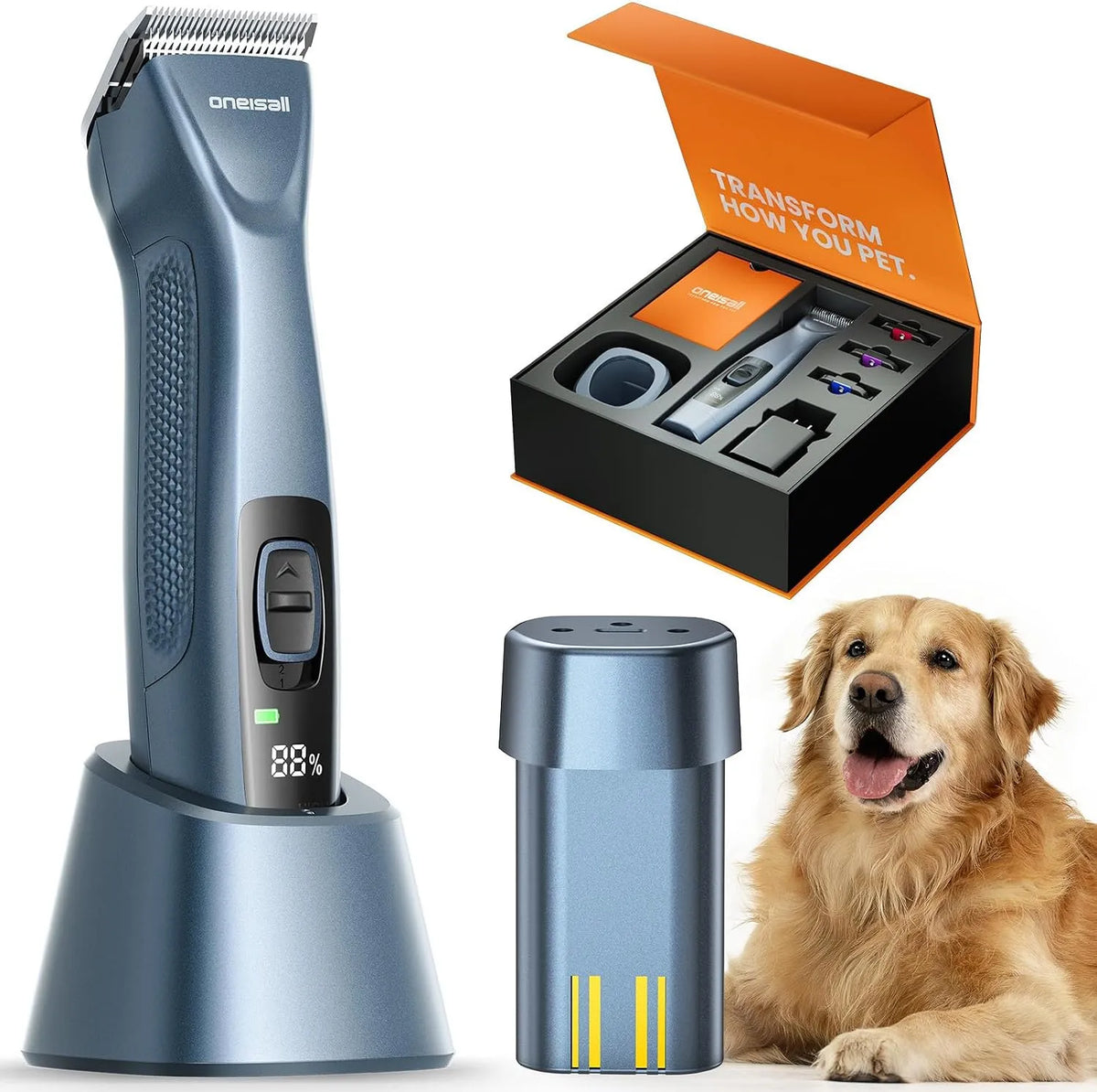 tosatrice elettrica, batteria, Rasoio, professionale, rimovibile, acciaio inox, 2 Livelli, blu, per Cani pelo lungo professionale