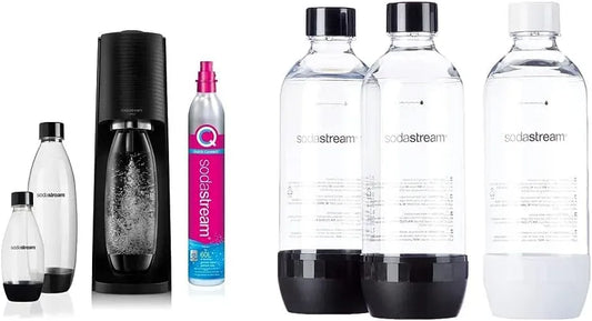 Sodastream Terra Megapack, Gasatore D'Acqua Per Trasformare L'Acqua In Acqua Frizzante & Bottiglie Classiche per gasatore d'acqua, Capienza 1 Litro