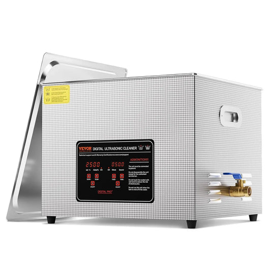 VEVOR Macchina per Pulizia, Riscaldatore, Pulitore, vasca per pulizia a ultrasuoni, 15 L, 360 W, timer, funzione riscaldante