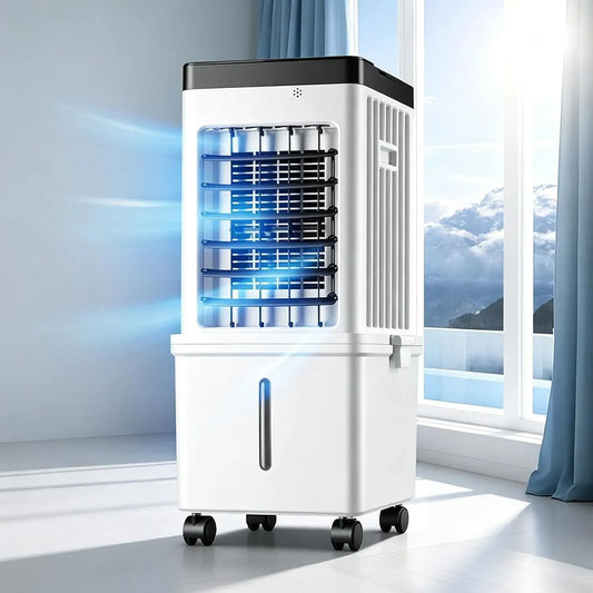 Ventilatore, 15 L, portatile, timer, 3 velocità, oscillazione, ampio serbatoio, timer da 7,5 ore e oscillazione a 120°, serbatoio dell'acqua da 15 L
