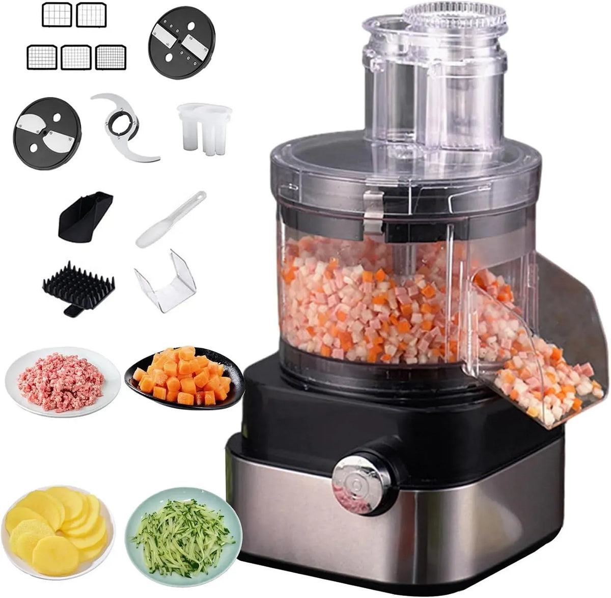 Robot da cucina, 600 W, 220 V, ZUMAHA, Stampi per Cubetti da 6/8/10/13/15 Mm, Cubettatrice Elettrica 4 in 1