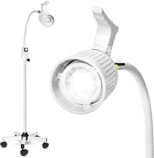 Lampada, ruote di trasporto, LED, AIESI® Lampada da visita medica LED con braccio flessibile su stativo
