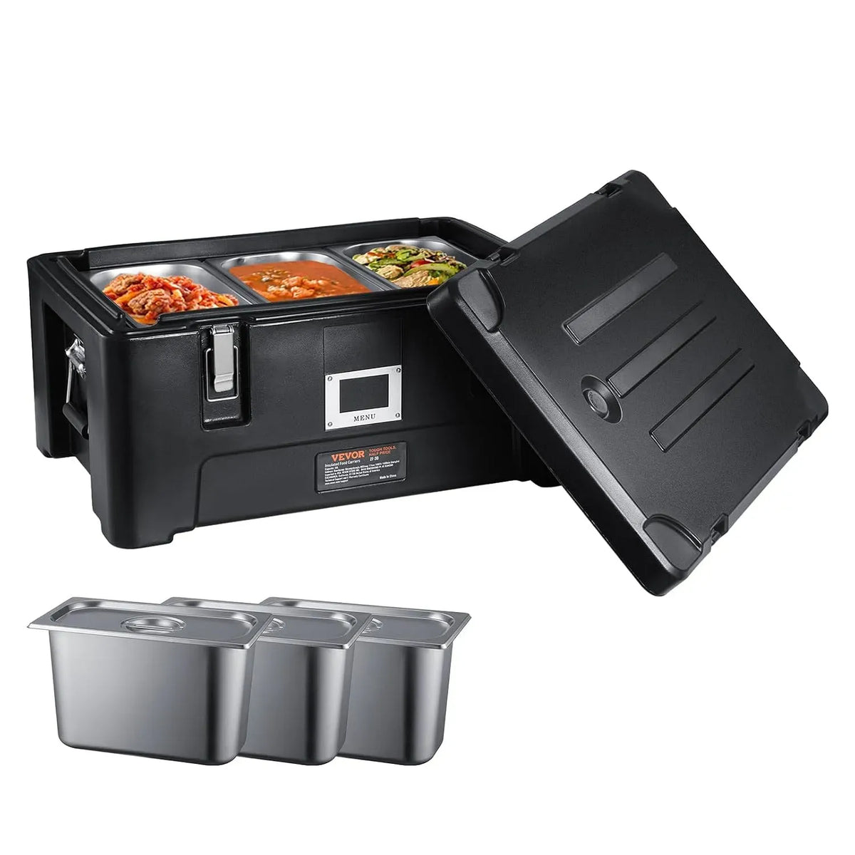 VEVOR 36Qt capacità, Portavivande Coibentato, Scaldavivande LLDPE a Carica Superiore con Maniglie Laterali Elastiche e Fibbie, per Mensa Ristorante