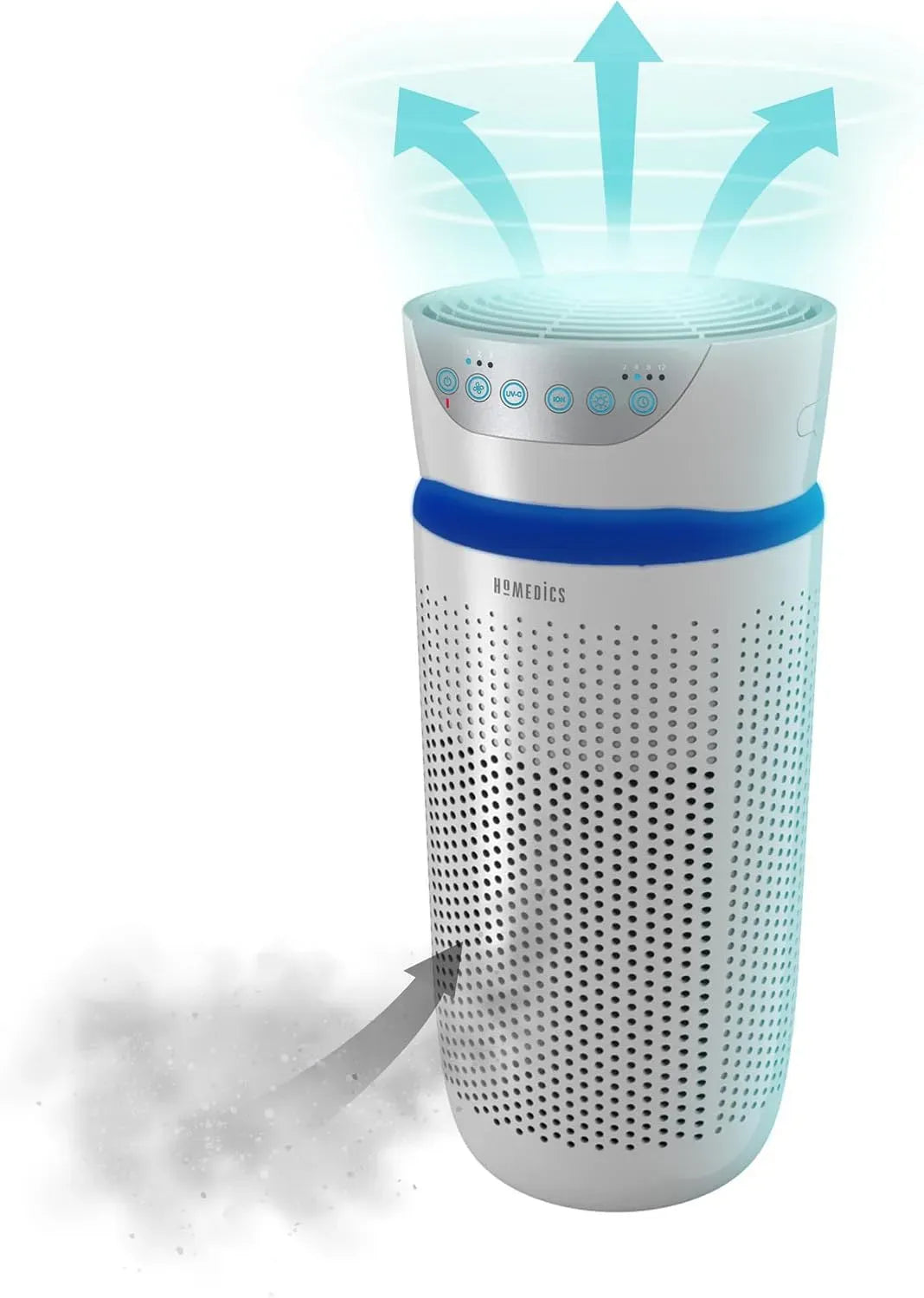 Purificatore d'aria m3/h, 204.1 m³/h, Batteri e Germi Piccoli fino a 0, Filtro HEPA a 360°, Tecnologia con Luce UV-C Elimina Odori, 3 Microns