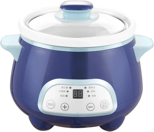 Pentola e padella, 1,2 L, 140 W, timer, utensile da cucina, Pentola elettrica per cottura lenta digitale e stufato con timer di avvio ritardato