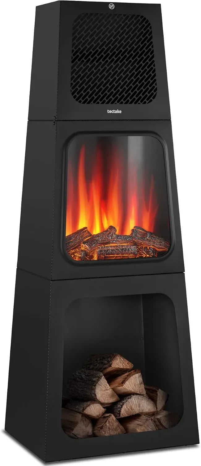 Stufa Elettrica, tectake® Caminetto elettrico, 45 x 120 x 35 cm, 2 livelli di calore 900/1800 W, effetto fiamma fuoco finto 3D, Camino Elettrico da