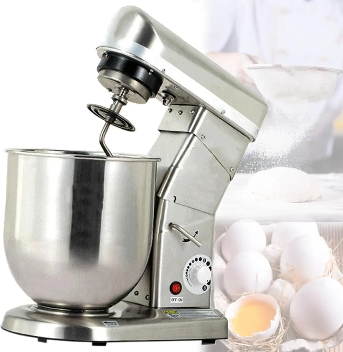 Robot da cucina L/10, 10 L, 3 velocità, acciaio inox, Ciotola in Acciaio Inossidabile da 5 L, Regolabile a 3 velocità