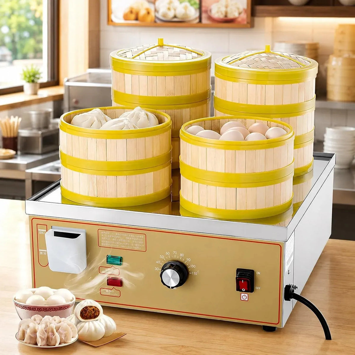 piastra per panini e sandwich, Macchina, vapore, professionale, per Panini Bao e Ravioli Cinesi