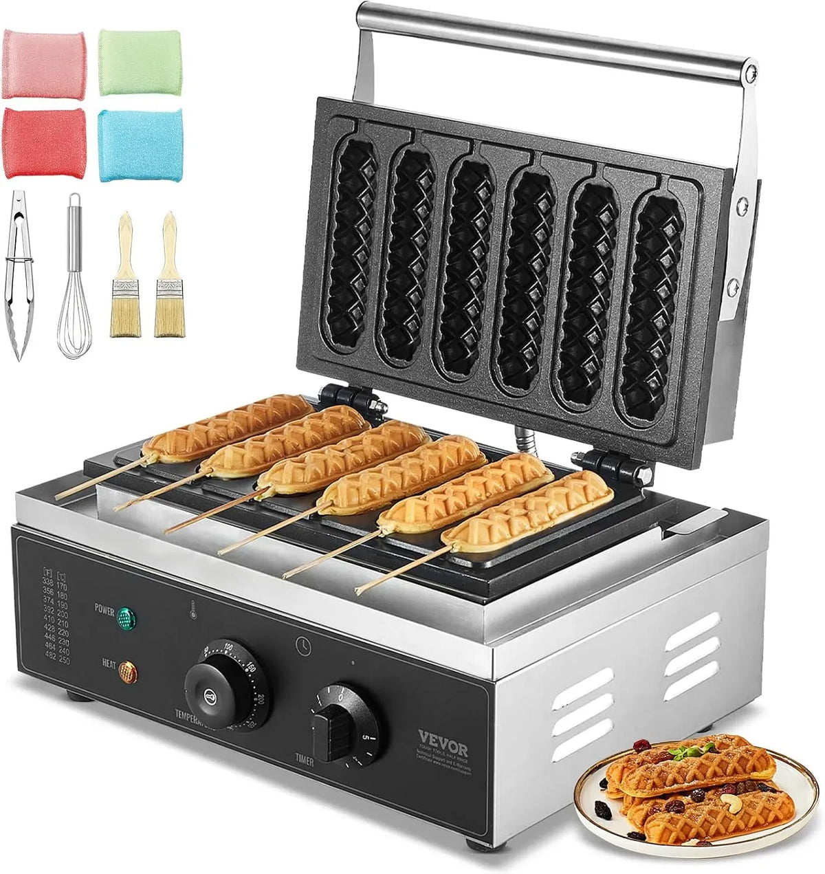 VEVOR Stick Maker, 1500 W, professionale, ristoranti, rivestimento antiaderente, acciaio inox, 6 Pezzi