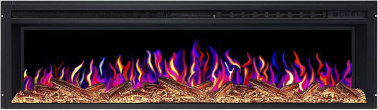 AF58 Termostato, Effetto Cracker, Elettrico Multicolore Elettrico da Incasso con Riscaldamento 1600W Effetto Fiamma 3D realistico Illuminazione LED