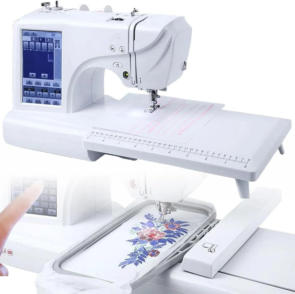 Macchina da Ricamo, Macchina da Cucire, macchina per cucito elettrica, ricamatrice elettrica, portatile, touch, display LCD