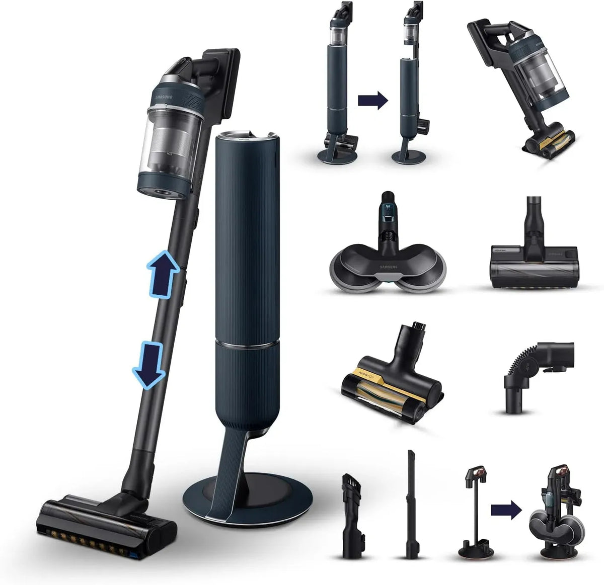 Samsung VS20B95973B/WA Aspirapolvere, 210 W, blu, Fino a 120 Min di Autonomia, Scopa Elettrica BESPOKE Jet Plus pro extra