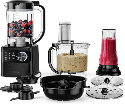 Klarstein Robot da cucina, 2 L, 1200 W, 6 programmi, frullatore da 1,75 L, ciotola da 2 L, 6 programmi & velocità