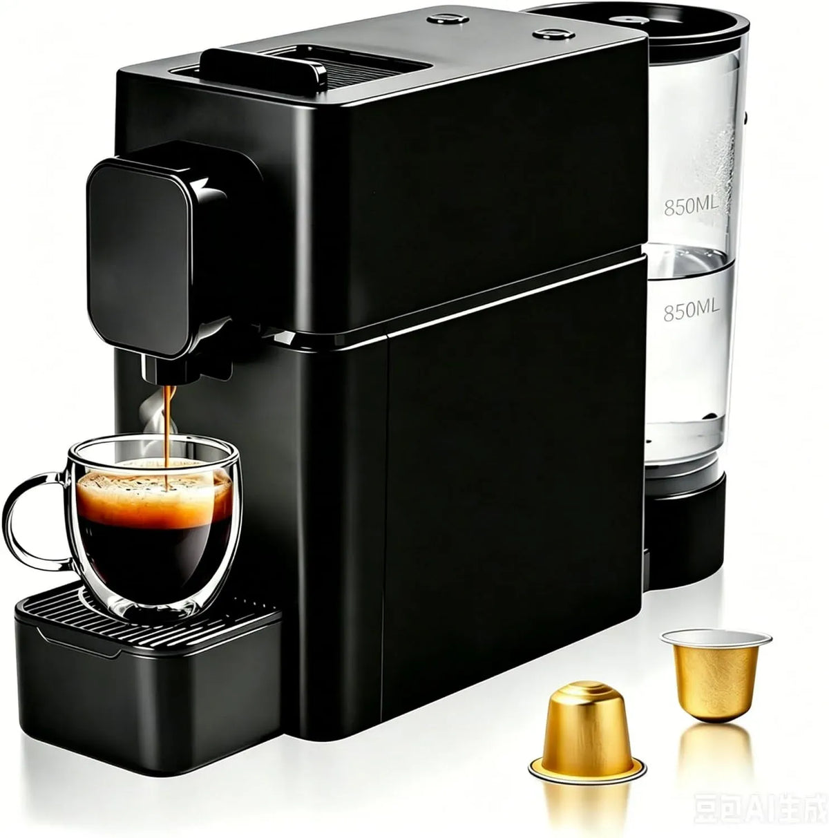 Macchina da caffè, nero, caffettiera elettrica, macchina da caffè elettrica, Macchina da Caffè Capsule 19 Bar Compatta Espresso