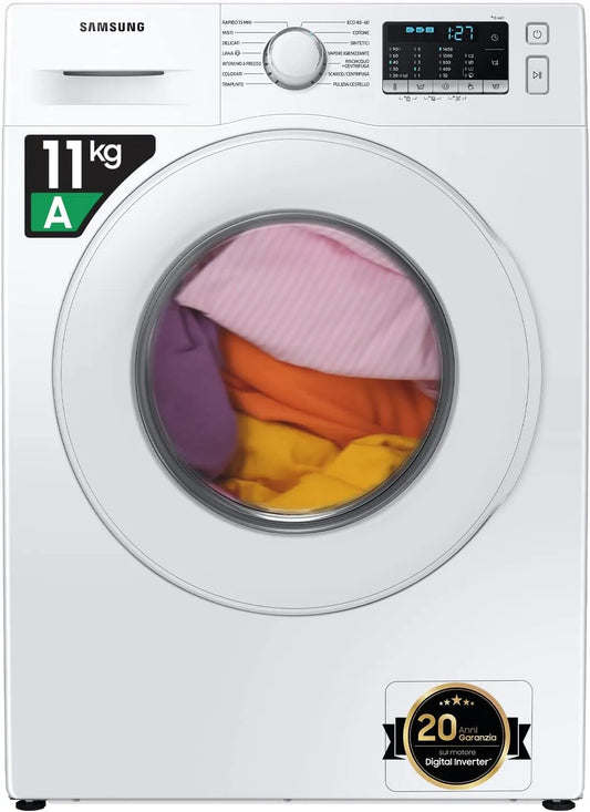 Samsung WW11BGA046TT/ET 85h Lavatrice, 60 L, 11 kg, classe energetica A, libera installazione, tecnologia AI Ecobubble, 1400 RPM