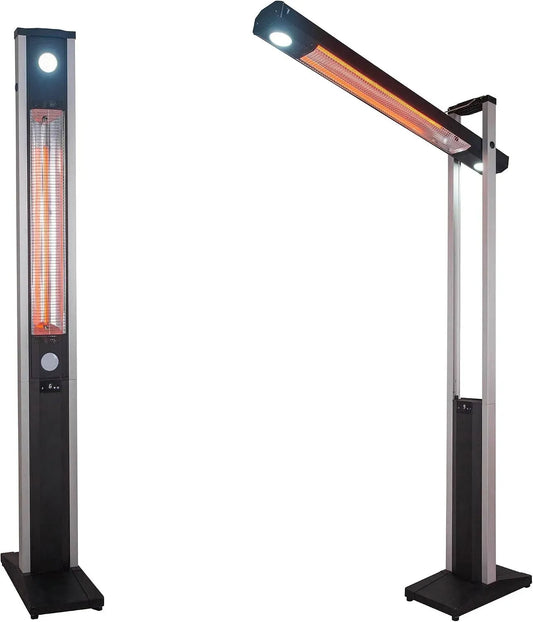 Stufa Elettrica ad infrarossi da Esterno 50x25x200 cm in Fibra di Carbonio dotato di Luce Led Skyline Nero