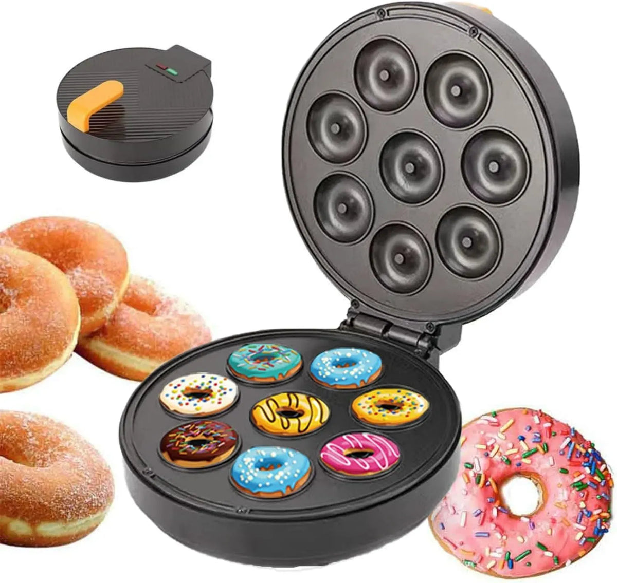Macchina per ciambelle, 1400 W, 8 cavità, donut maker, negozi, rivestimento antiaderente, rimovibile