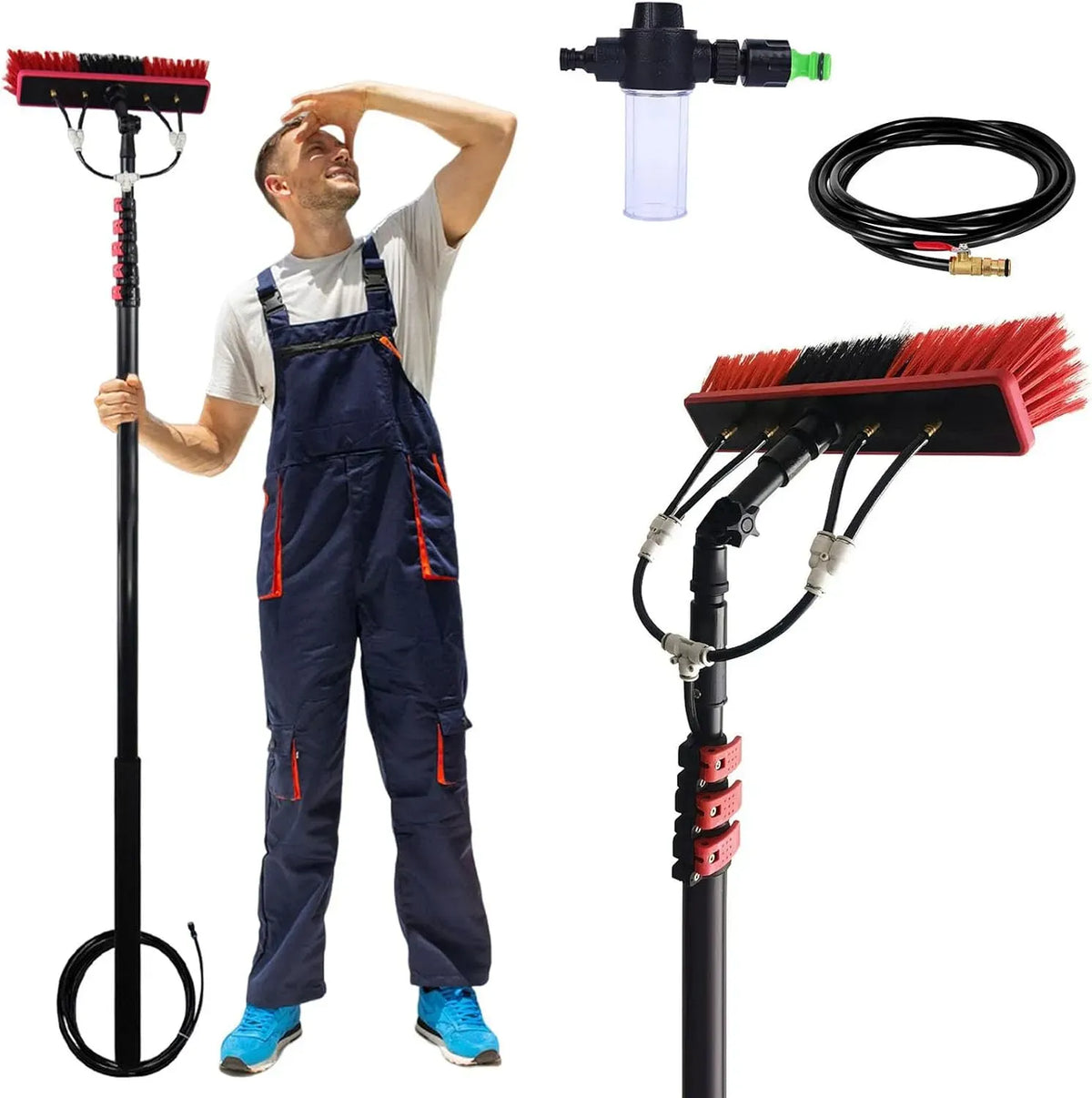 dispenser, Spazzola, pulitore, alluminio, per la pulizia delle finestre con dispenser di sapone