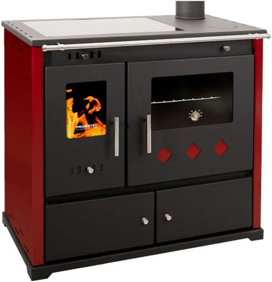 Prometey Practik Lux, 9,5 kW, Stufa a legna dotato di piano in ceramica, classe energetica A+